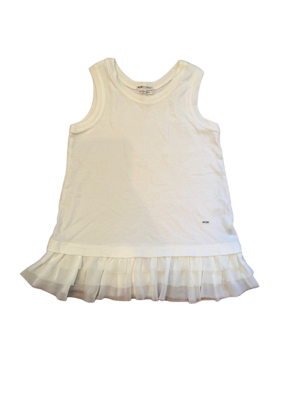 Cream Ruffle Hem Tank Top